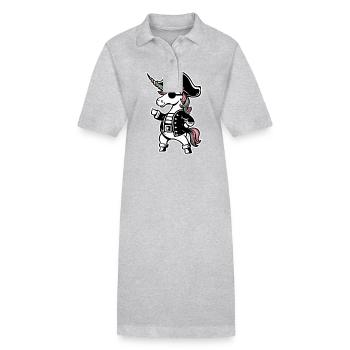 Einhorn Einhörner Fabelwesen Mystisch - Stanley/Stella Frauen Bio-Polokleid PAIGER - Grau meliert - Vorne