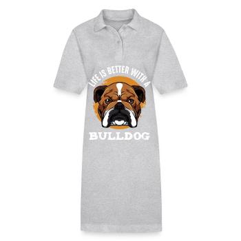 Bulldog Lebensfreude Shirtmotiv - Stanley/Stella Frauen Bio-Polokleid PAIGER - Grau meliert - Vorne