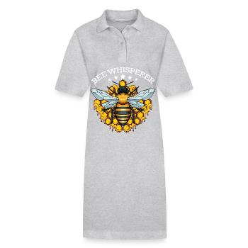 Chuchoteur d’abeilles avec des nid d’abeilles - Robe polo bio PAIGER Stanley/Stella Femme - gris chiné - Devant