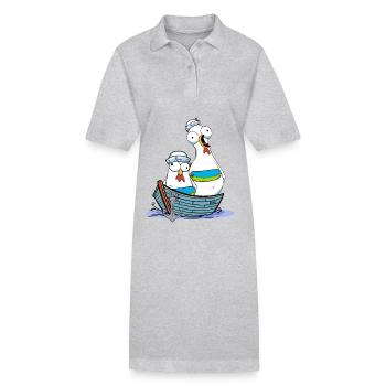 Huhn Matrose Seemann maritim Anker Ahoi Reise - Stanley/Stella Frauen Bio-Polokleid PAIGER - Grau meliert - Vorne