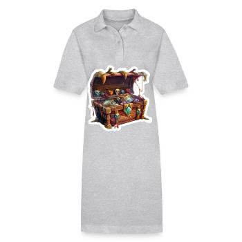 Coffre au trésor Loot RPG Jeu de rôle Shirt de jeu de rôle - Robe polo bio PAIGER Stanley/Stella Femme - gris chiné - Devant