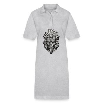 Maya / Haute Culture / Pérou / Calendrier Maya / Motif - Robe polo bio PAIGER Stanley/Stella Femme - gris chiné - Devant
