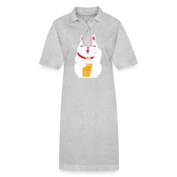 T-shirt Maneki Neko Japan Lucky Charm Boba - Robe polo bio PAIGER Stanley/Stella Femme - gris chiné - Devant