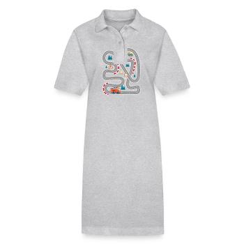 Spielen Sie Autorennen auf dem Rücken Familiengeschenk - Stanley/Stella Frauen Bio-Polokleid PAIGER - Grau meliert - Vorne