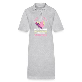 Erste Klasse Grundschule Schulbeginn Geschenk - Stanley/Stella Frauen Bio-Polokleid PAIGER - Grau meliert - Vorne