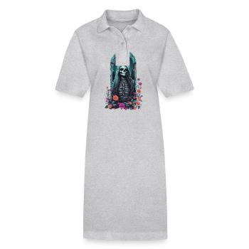 Gothic Pastel Skelett Lady Viktorianisch Halloween - Stanley/Stella Frauen Bio-Polokleid PAIGER - Grau meliert - Vorne