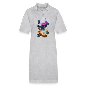 Orchideen für eine Floristin - Stanley/Stella Frauen Bio-Polokleid PAIGER - Grau meliert - Vorne