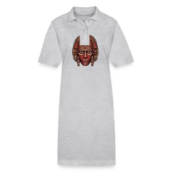 Kunstvoll farbenfrohe Inka Aztekenmaske - Stanley/Stella Frauen Bio-Polokleid PAIGER - Grau meliert - Vorne