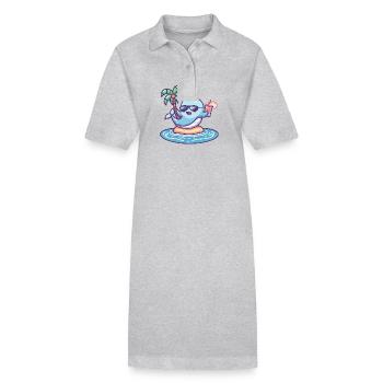 Whale Summer Vacation - Stanley/Stella PAIGER Organic Women’s Polo Dress - heather grey - Front