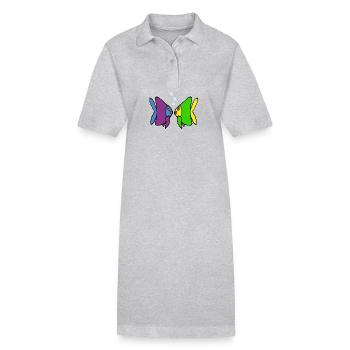 Amoureux amoureux aquarium de poissons - Robe polo bio PAIGER Stanley/Stella Femme - gris chiné - Devant