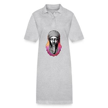 Egypte / Pharaon / Momies / Hiéroglyphes / Sphinx - Robe polo bio PAIGER Stanley/Stella Femme - gris chiné - Devant