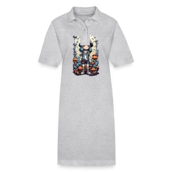 Psychedelic Abenteuer Anime Wald Pilz Design - Stanley/Stella Frauen Bio-Polokleid PAIGER - Grau meliert - Vorne