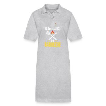 JE SUIS LE ROI du bbq - Robe polo bio PAIGER Stanley/Stella Femme - gris chiné - Devant