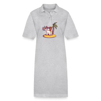 Beagle Dog Summer Vacation - Stanley/Stella PAIGER Organic Women’s Polo Dress - heather grey - Front