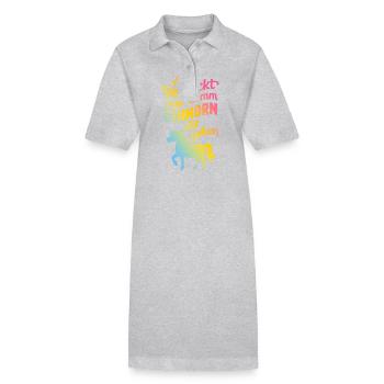 Einhorn Einhörner Fabelwesen Mystisch - Stanley/Stella Frauen Bio-Polokleid PAIGER - Grau meliert - Vorne