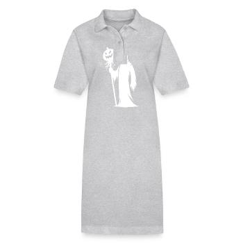 Fantôme effrayant Halloween citrouille lanterne - Robe polo bio PAIGER Stanley/Stella Femme - gris chiné - Devant