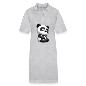 Sceptique Panda Dessin animé Mignon Doute - Robe polo bio PAIGER Stanley/Stella Femme - gris chiné - Devant