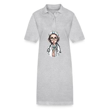 Médecin / professionnel de la santé / médecin / profession / spécialiste - Robe polo bio PAIGER Stanley/Stella Femme - gris chiné - Devant