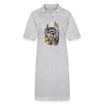 Niedlicher Waschbär in hohlem Baum für einen - Stanley/Stella Frauen Bio-Polokleid PAIGER - Grau meliert - Vorne