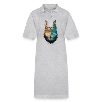 Lustiger Katzenliebhaber Naturlandschaft - Stanley/Stella Frauen Bio-Polokleid PAIGER - Grau meliert - Vorne