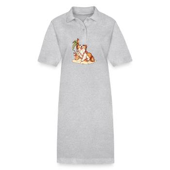 Border Collie Dog Summer Vacation - Stanley/Stella PAIGER Organic Women’s Polo Dress - heather grey - Front