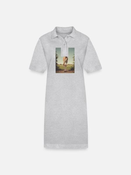 Giraffe with Socks - Stanley/Stella PAIGER Organic Women’s Polo Dress - heather grey