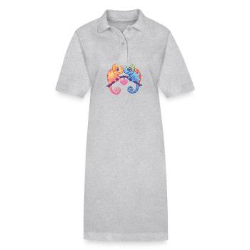 Chameleon Paar Liebe Valentinstag - Stanley/Stella Frauen Bio-Polokleid PAIGER - Grau meliert - Vorne