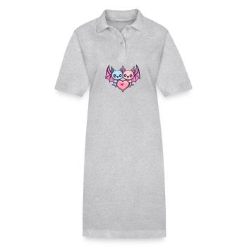 Fledermaus Paar Liebe Valentinstag - Stanley/Stella Frauen Bio-Polokleid PAIGER - Grau meliert - Vorne