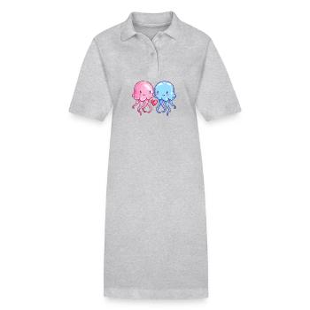 Qualle Paar Liebe Valentinstag - Stanley/Stella Frauen Bio-Polokleid PAIGER - Grau meliert - Vorne