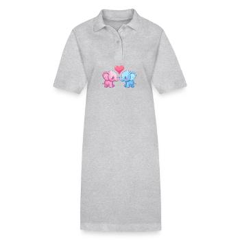 Elefant Paar Liebe Valentinstag - Stanley/Stella Frauen Bio-Polokleid PAIGER - Grau meliert - Vorne