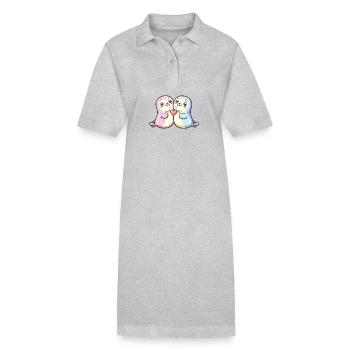 Robbe Paar Liebe Valentinstag - Stanley/Stella Frauen Bio-Polokleid PAIGER - Grau meliert - Vorne
