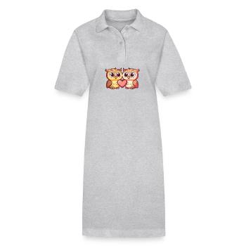 Eule Paar Liebe Valentinstag - Stanley/Stella Frauen Bio-Polokleid PAIGER - Grau meliert - Vorne