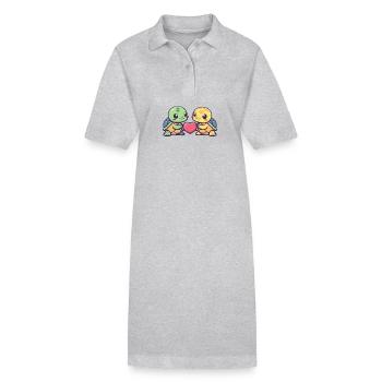 Schildkröte Paar Liebe Valentinstag - Stanley/Stella Frauen Bio-Polokleid PAIGER - Grau meliert - Vorne