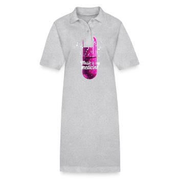 Musik ist meine Medizin für Musikliebhaber - Stanley/Stella Frauen Bio-Polokleid PAIGER - Grau meliert - Vorne