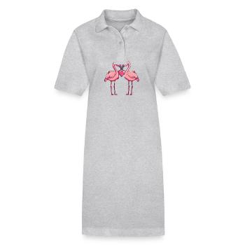Flamingo Paar Liebe Valentinstag - Stanley/Stella Frauen Bio-Polokleid PAIGER - Grau meliert - Vorne
