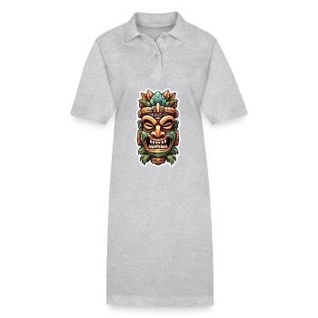 Tiki / Hawaï / Tropical / Île / Culture / Logo - Robe polo bio PAIGER Stanley/Stella Femme - noir - Devant