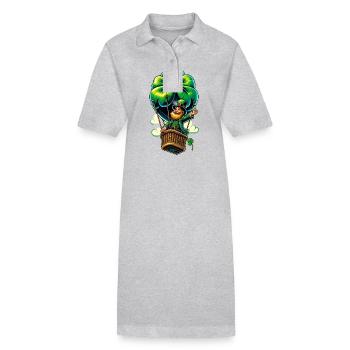 Ballonfahrender Leprechaun (Irischer Kobold) - Stanley/Stella Frauen Bio-Polokleid PAIGER - Grau meliert - Vorne
