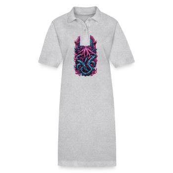 Kraken Gothic Okkult Pastell Streetwear - Stanley/Stella Frauen Bio-Polokleid PAIGER - Grau meliert - Vorne