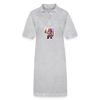 Pixel Zwerg Mit Fackel Mining Game Shirt - Stanley/Stella Frauen Bio-Polokleid PAIGER - Grau meliert - Vorne