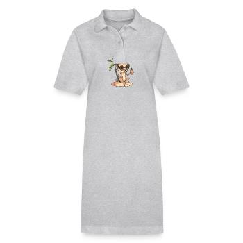 Meerkat Summer Holiday - Stanley/Stella PAIGER Organic Women’s Polo Dress - heather grey - Front