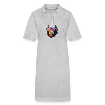 Tête de singe Cool Monkey - Robe polo bio PAIGER Stanley/Stella Femme - gris chiné - Devant