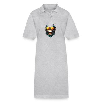 Tête de singe Fête drôle - Robe polo bio PAIGER Stanley/Stella Femme - gris chiné - Devant