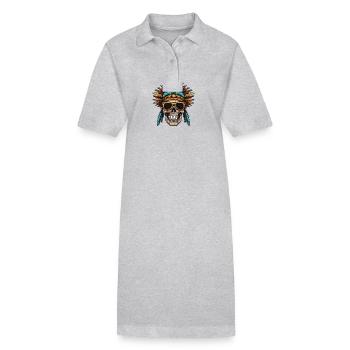 Apache Totenkopf Indianer - Stanley/Stella Frauen Bio-Polokleid PAIGER - Grau meliert - Vorne