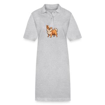 Chien de Poméranie - Robe polo bio PAIGER Stanley/Stella Femme - gris chiné - Devant