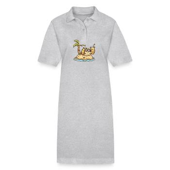 Snail Summer Vacation - Stanley/Stella PAIGER Organic Women’s Polo Dress - heather grey - Front