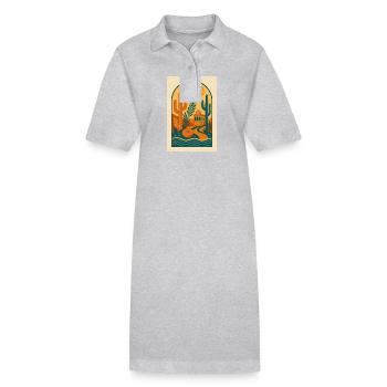 Desert Drift – Retro Tram in the Dunes - Stanley/Stella PAIGER Organic Women’s Polo Dress - heather grey - Front
