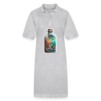 Magische Flasche / Korken / Unterwasser / Fische - Stanley/Stella Frauen Bio-Polokleid PAIGER - Grau meliert - Vorne
