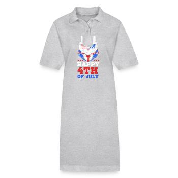 4 juillet Couleurs nationales Fête nationale des États-Unis - Robe polo bio PAIGER Stanley/Stella Femme - gris chiné - Devant