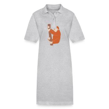Orang-outan - Robe polo bio PAIGER Stanley/Stella Femme - gris chiné - Devant