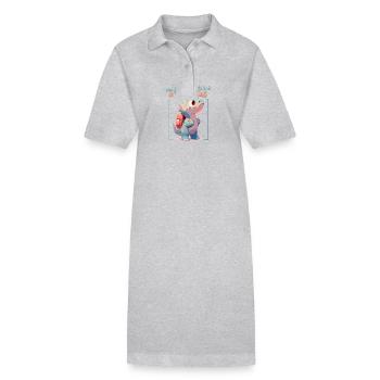 Je suis prêt à écraser des enfants dinosaures mignons de 2e année - Robe polo bio PAIGER Stanley/Stella Femme - gris chiné - Devant